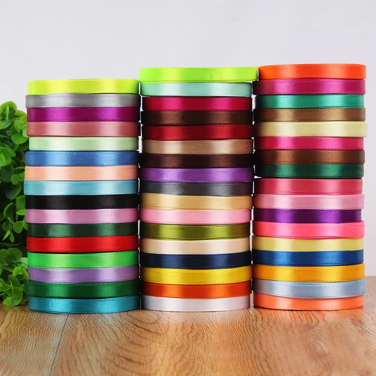 Hot sale 1 cm 22 Meters Single Face Satin Ribbon Gift Packing Christmas Ribbons Wedding Party Decorative Crafts Ribbons 25 Yards