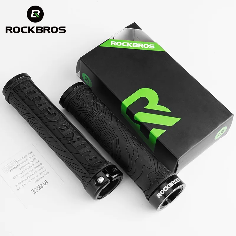 ROCKBROS Bicycle Grips MTB Bike Grips TPR Rubber Handlebar 3D Anti-slip Handle Grip Lock Bar End Cycling Parts Bike Accessories