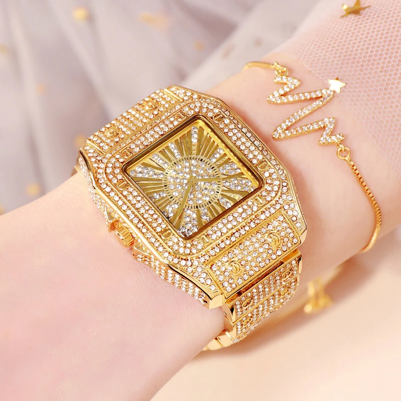 Luxury Full Diamond Women's Watch Crystal Ladies Bracelet Wrist Watches  Clock relojes Quartz ladies watches for women  04