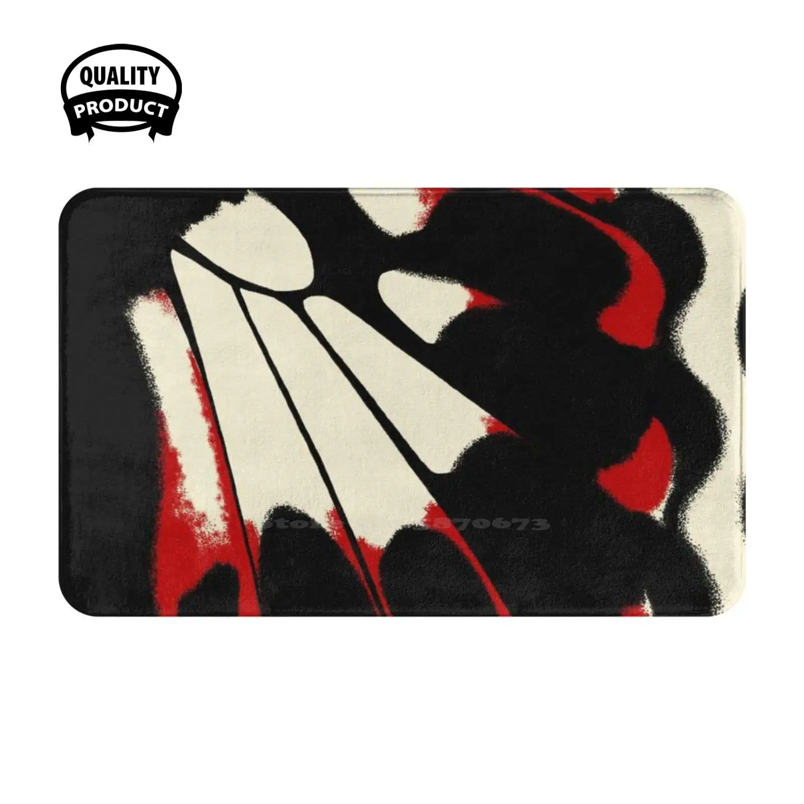 Butterfly Wing - Rumanzovia Soft Cushion Home Carpet Door Mat Car Rug Butterfly Wing Red Black Beautiful Graphic Insect Nature