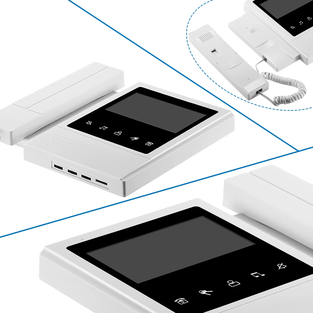 4.3 inch Wired Video Door Phone System video Intercom Doorbell with 1PCS 700TVL Camera 2PCS Touch Monitors for Home Surveillance