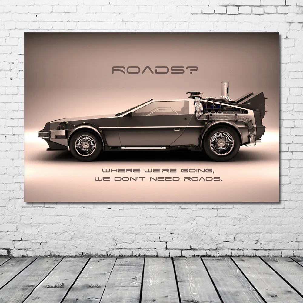 Back To The Future Delorean DMC-12 Supercar Posters and Prints Silk Painting Canvas Wall Art Modern Home Decorations