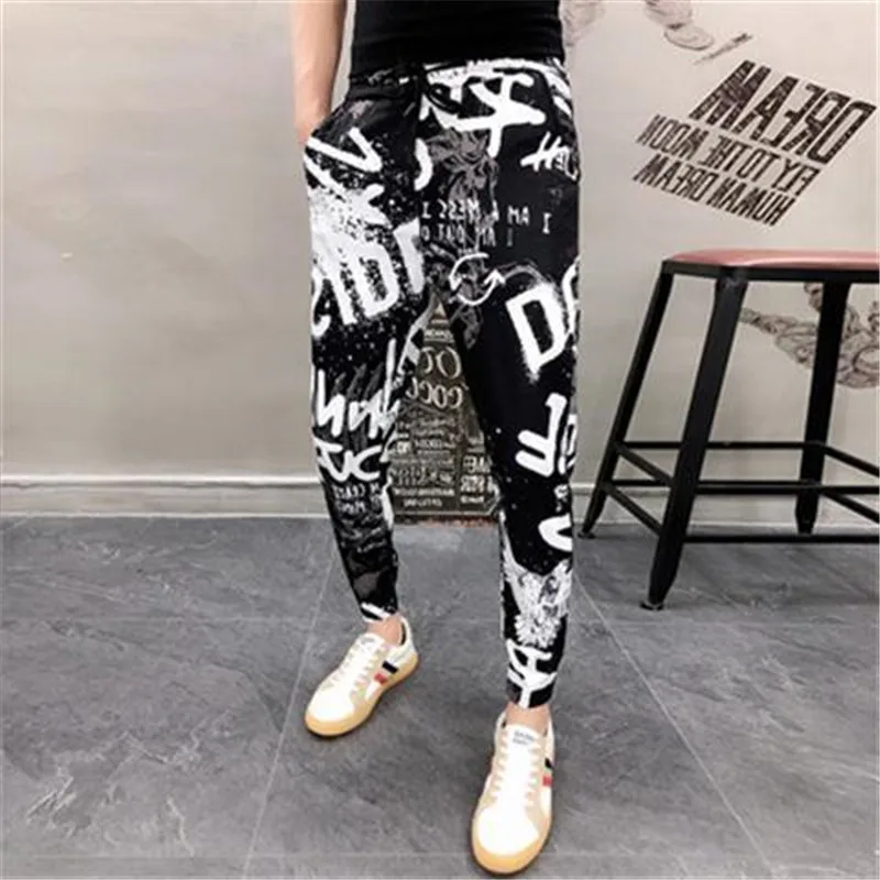 

BANNAJI Fashion Harem Pants Men Joggers Sweatpants Japanese Streetwear Hip Hop Printed Men Pants Trousers Work Mens Pants 2021