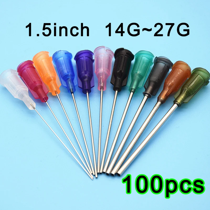 

100PCS 1.5inch 14G ~ 27G Availlable Steel Dispensing NeedleTapered Pinhead Glue Liquid Dispenser Needles for Dispenser syringe