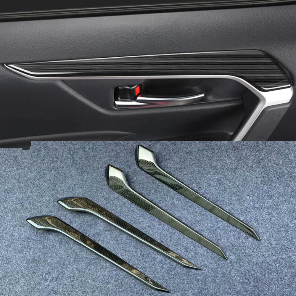 Car Interior Stainless Steel Sticker Inside Door Molding Trim Strip Decoration For Toyota RAV4 RAV 4 XA50 50 2019 2020