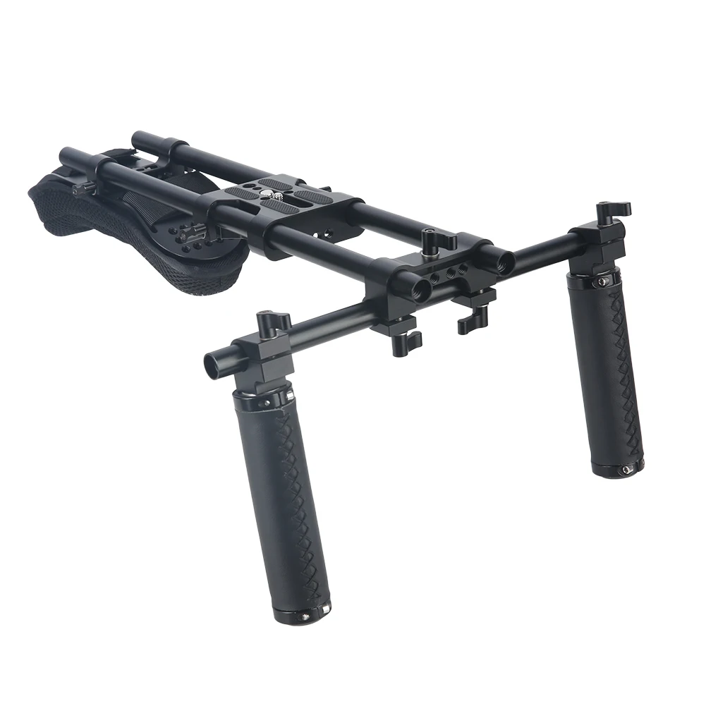 Niceyrig Universal Shoulder Rig Support Film Maker 15mm Railblock System with Camera/Camcorder Base Plate Mount Kit