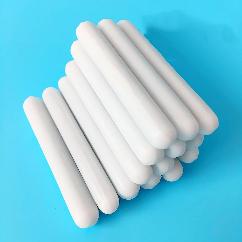 Büyük boy C10x60mm PTFE manyetik karıştırıcı mikser karıştırma çubukları Polytetrafluoroethylene karıştırma çubuğu, silindir şekli, 5 adet