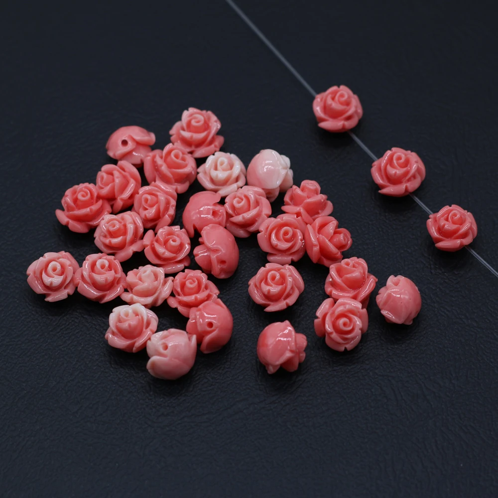 Wholesale Synthetic Coral Beads Carved Rose Flower Punch Loose Isolation Beads for Jewelry Making DIY Necklace Bracelet Gift