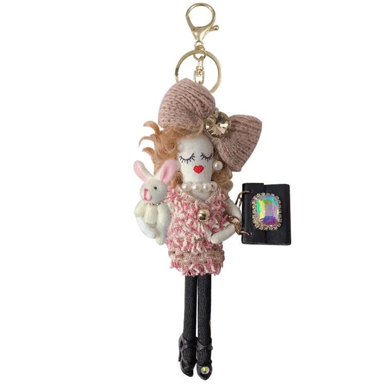 2023 Real Mink Fur Keychain Bag Pompom Bag Charm KeyRing Luxury Car Jewelry Pendant Fur Keychain  Luxury Keychain