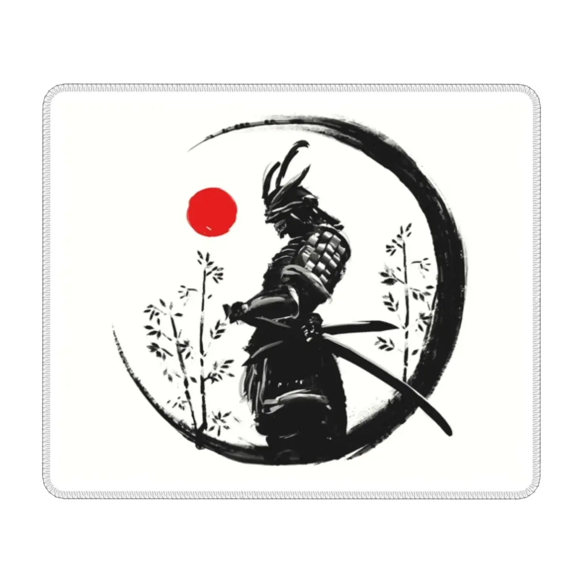 Japanese Samurai Warrior Laptop Mouse Pad Soft Mousepad with Stitched Edges Anti-Slip Rubber Katana Bushido Mouse Mat for Gamer