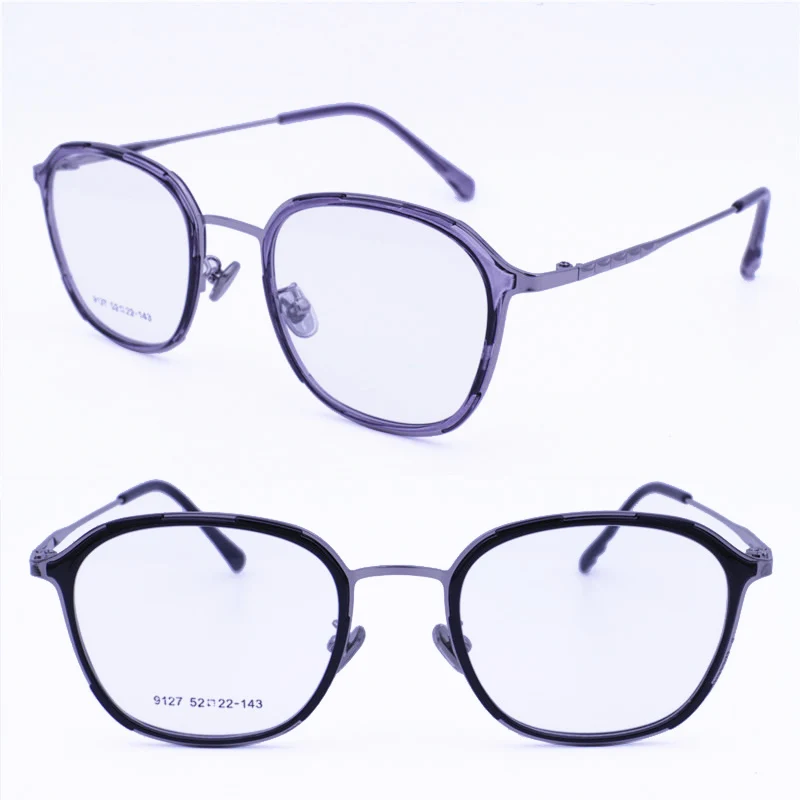 

9127 nickel copper alloy rounded square combined with TR90 decoration double rim full-rim tendy stylish prescription glasses