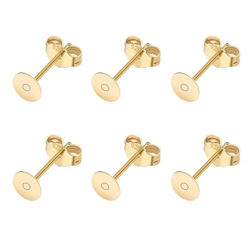 50 stks/partij 925 Verzilverd Blank Post Earring Studs Base Pin Met Oorbel Plug Bevindingen Oor Terug DIY Sieraden Maken Accessoires