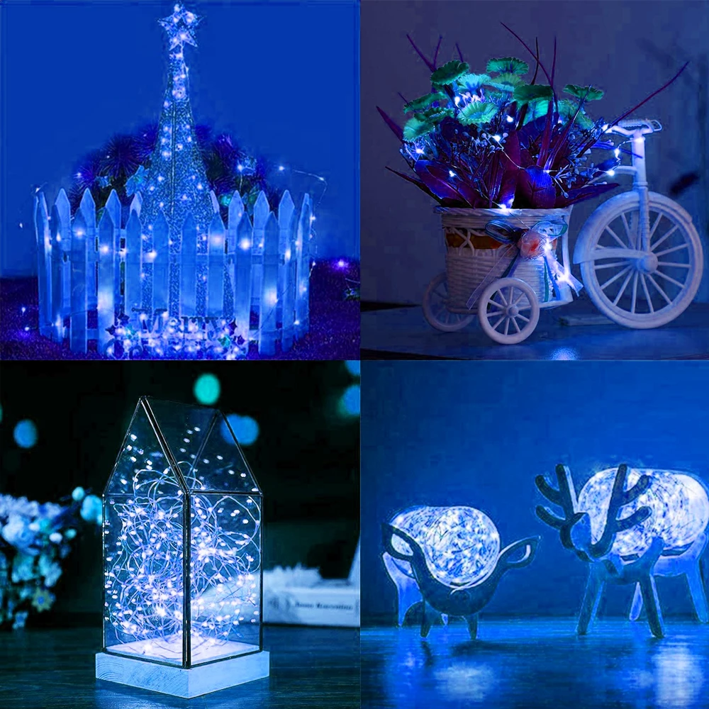 Guirnalda de luces LED de decoración, alambre de cobre, funciona con pilas, 2M, 20LED, 4M, 40LED, para boda y Navidad