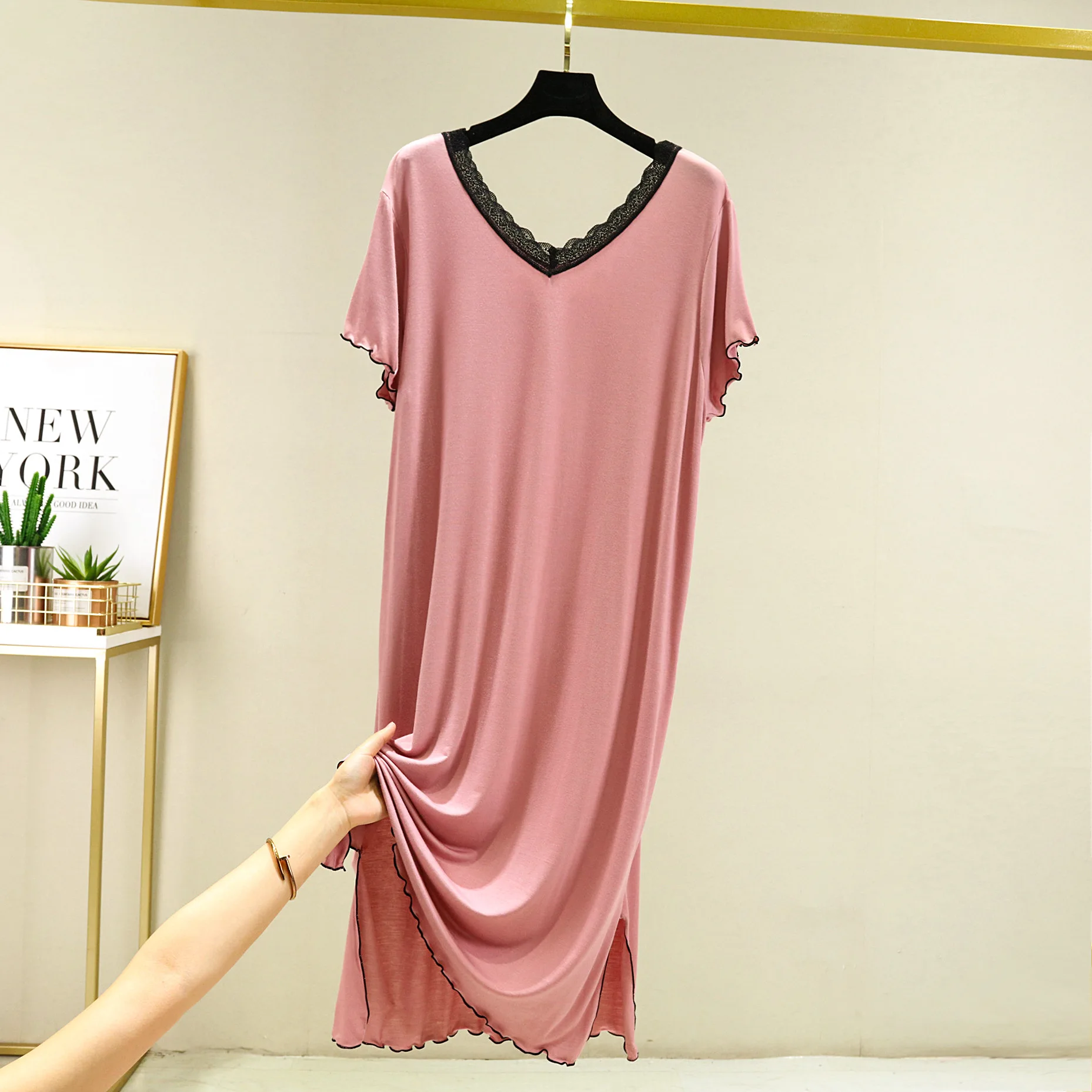 2023 New Spring Summer Cotton Nightgown Women Nightdress Sleepwear Short Sleeve Night Midi Dress Female Nighties Nightwear