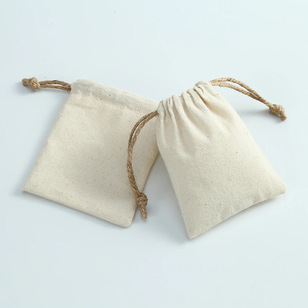 10 Stück Baumwoll-Musselin-Schmuck-Geschenkbeutel, Sackleinen-Verpackungsbeutel, Organizer, Hochzeit, Weihnachten, Party, Süßigkeiten, Geschenk, Mariage, Jutesack – Detail 6
