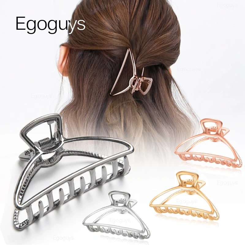 1PC Girls Hair Claw Women Geometric Hair Clamps Grab Hair Jaw Clip Grip Solid Color Korea Hairpins Metal Barrettes Styling Tools