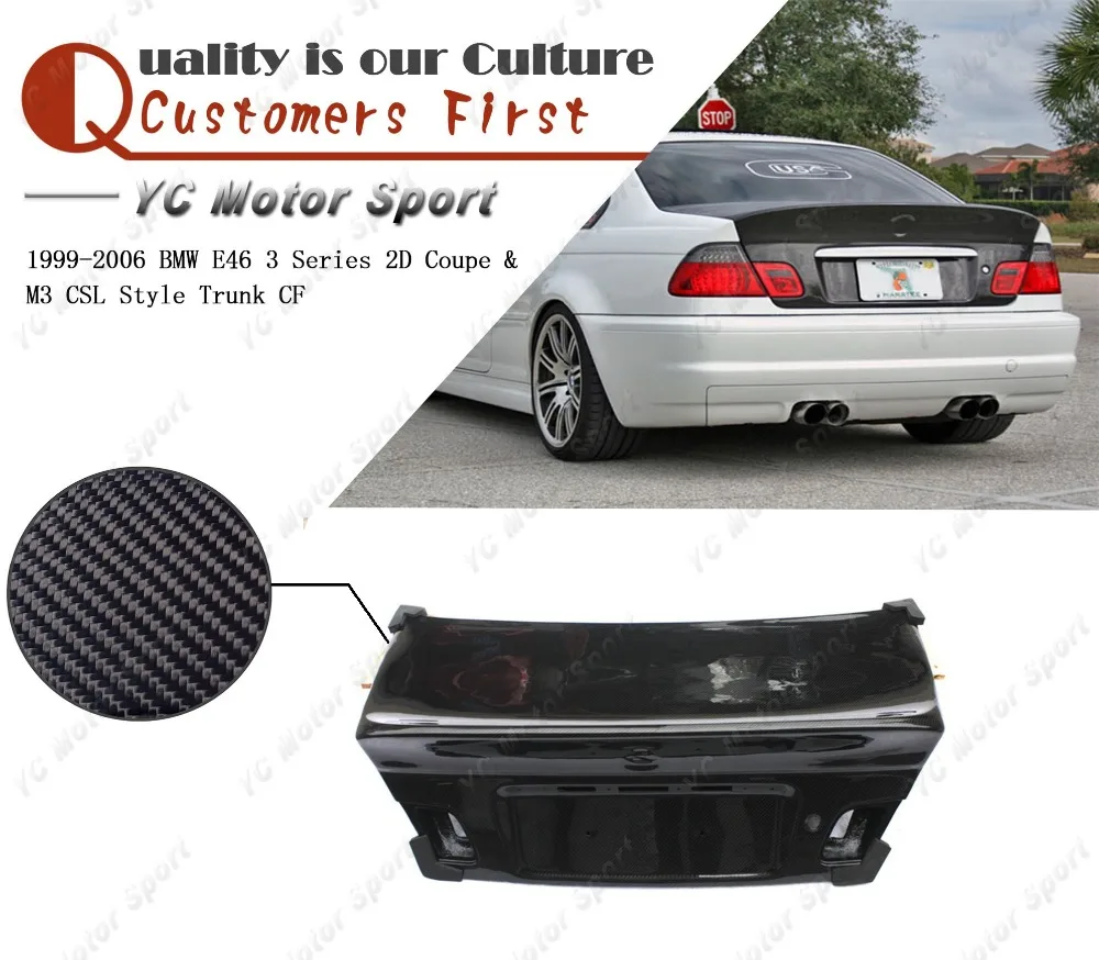 Car Accessories Carbon Fiber CSL Style Trunk Fit For 1999-2006 E46 3 Series 2D Coupe & M3 Rear Boot Lid Tailgate Car-styling