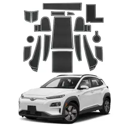 LFOTPP Car Door Groove Mat for Kona EV Kona Elektro 2020 2021 2022 Car Gate Slot Cup Mat Auto Interior Kona EV Accessories 2022