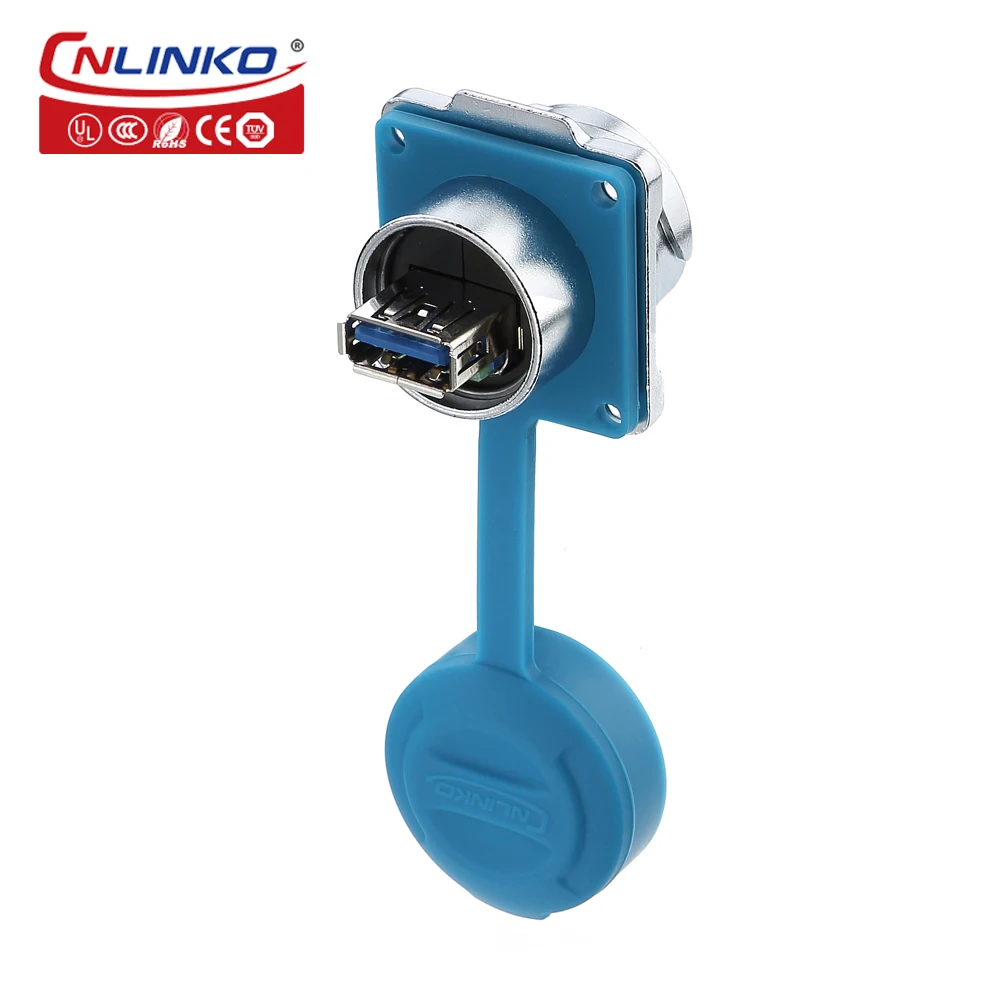 CNLINKO 1/4 Bayonet Connecting USB3.0 Metal Shell Waterproof Data Connector IP68 Connector USB Panel Mount Plug with 0.5m Cable