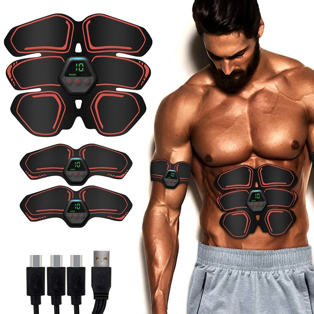 Abs Muscle Stimulator EMS Hip Trainer Electric Abdominal Muscle Toner Rechargeable LCD Display Body Slimming Massage