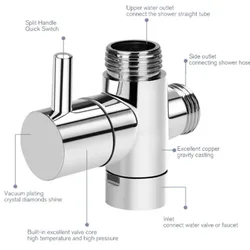 샤워 스플리터 다이버터 샤워 수도꼭지, 3 방향 밸브 니들 욕조 노즐 스위치, 1 포인트 2 커넥터 컨버터, 1PC