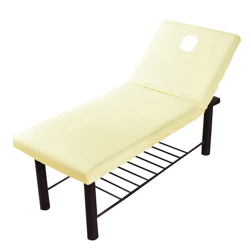 Pure Color Massage Table Bed Fitted Sheet Elastic Full Cover Rubber Band Massage SPA Treatment Bed Cover with Hole Sabanas