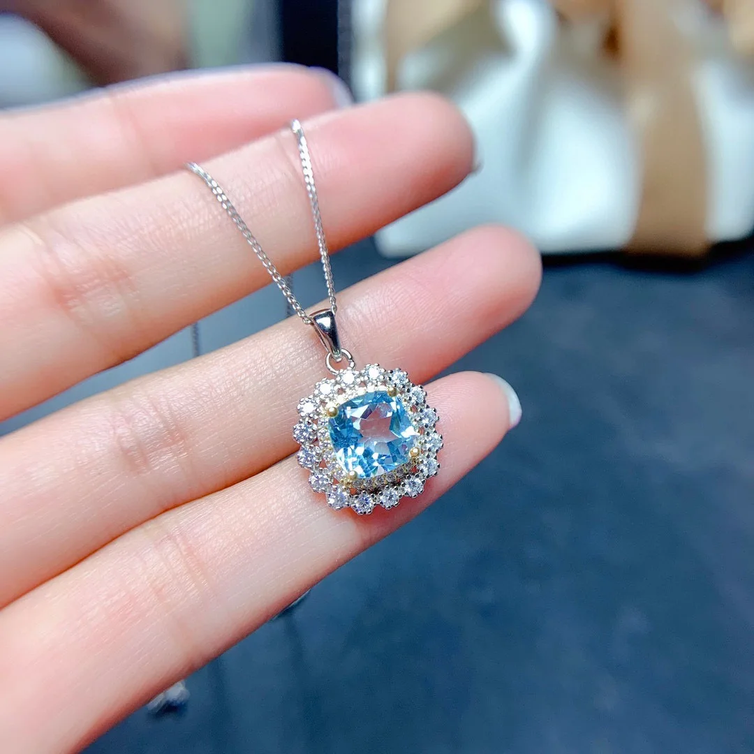 Seven-Colors Charm Purple Crystal Silver Color Jewelry set for Women Blue Crystal Zircon Stone Earring Necklace Pendant Ring