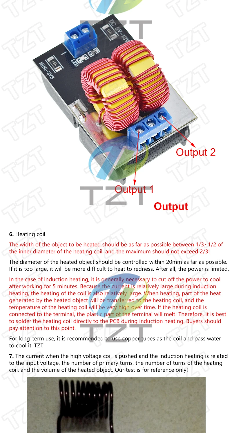 TZT DC 5-12V Mini ZVS Niederspannungs-Induktionsheizungs-Netzteilmodul Induktionsheizungsplatine für Induktionsheizung mit Spule – Detail 2
