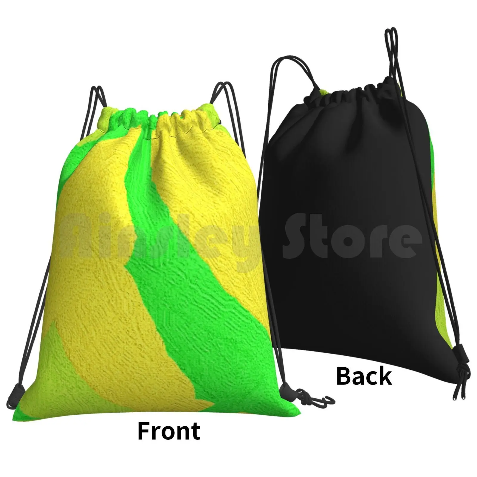 3 Shades Of Green Oil Painting Backpack Drawstring Bags Gym Bag Waterproof Oil Painting Green Oil Painting Green Simple