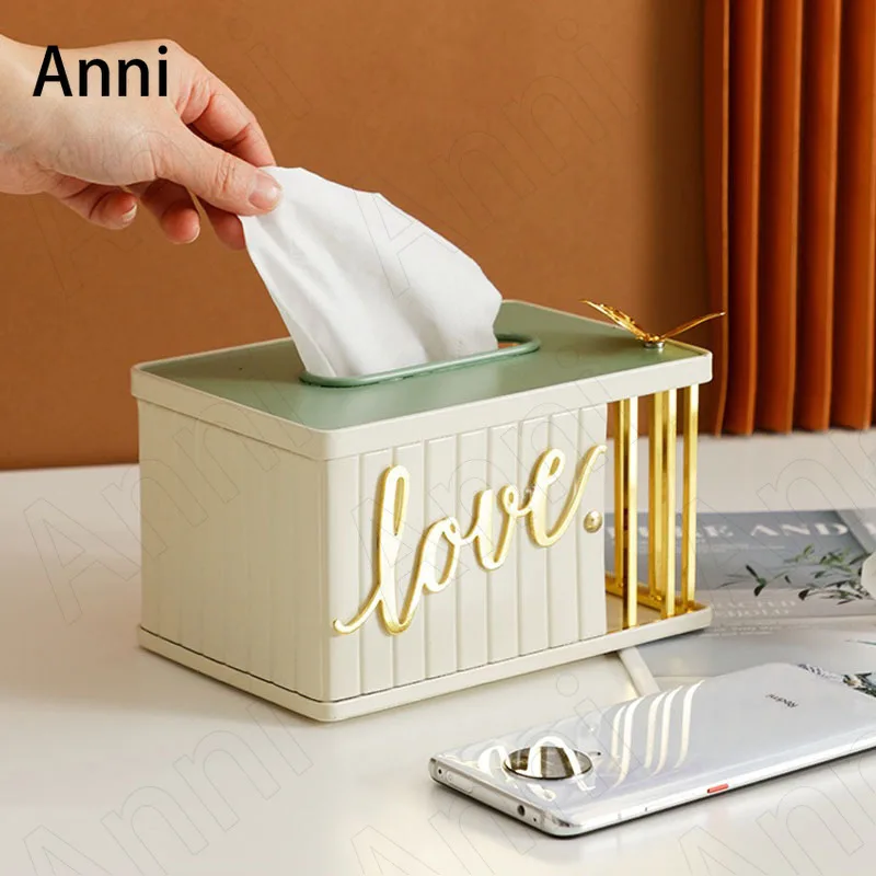 

Gilded Butterfly Decorative Tissue Boxes European Modern Alloy LOVE Slogan Paper Towel Holder Dining Table Desktop Ornaments