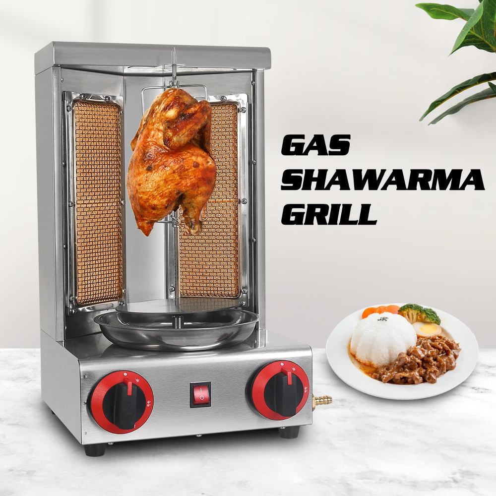 LPG Shawarma Grill Doner maszyna do kebabu Tacos Rotisserie 220-240V stal nierdzewna pionowy Grill Shawarma piekarnik kurczak Spit Roaster