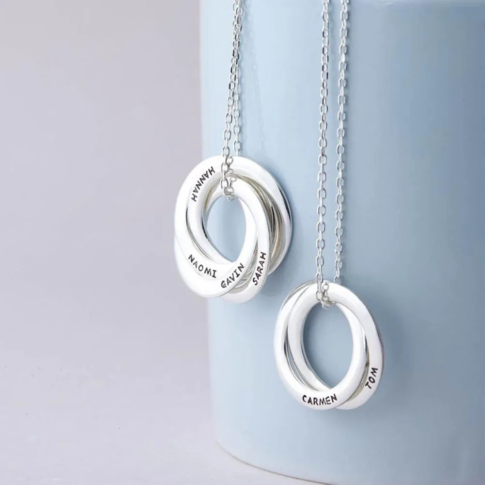 Custom Name Necklace Personality Stainless Steel Multi-round Lady Necklace Custom Name Jewelry Friend Gift