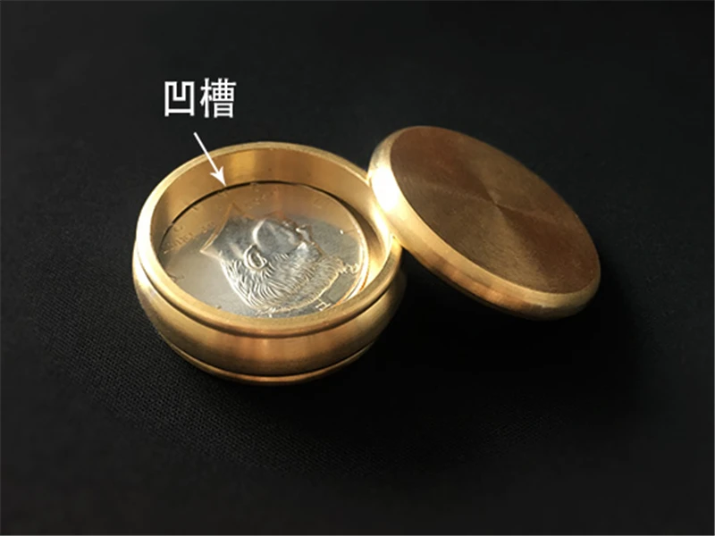 Self-Working Buddha Coin Box Magic Trick - Brass Half Dollar Appear Vanish Gimmick Prop for Close Up Mentalism Visual Illusions