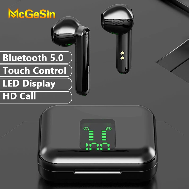 New Wireless Headphones TWS Earphones Bluetooth 5.0,Auto Pairing Headsets,Touch Control With HD Call Mic Earbuds For Smartphone