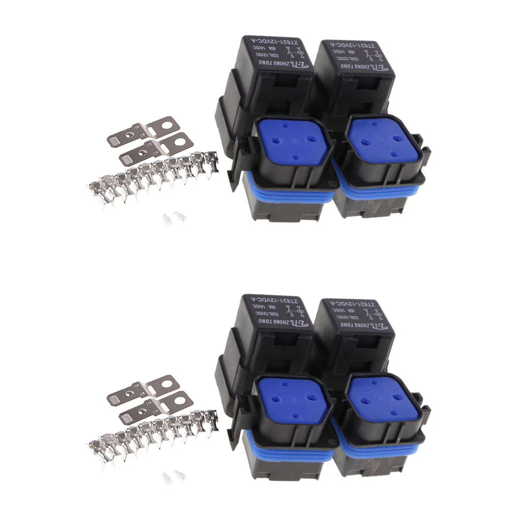 4 Set 40A 12V 4Pin Relay Socket Terminals for Universal Car Motorcycle Boat Automotive