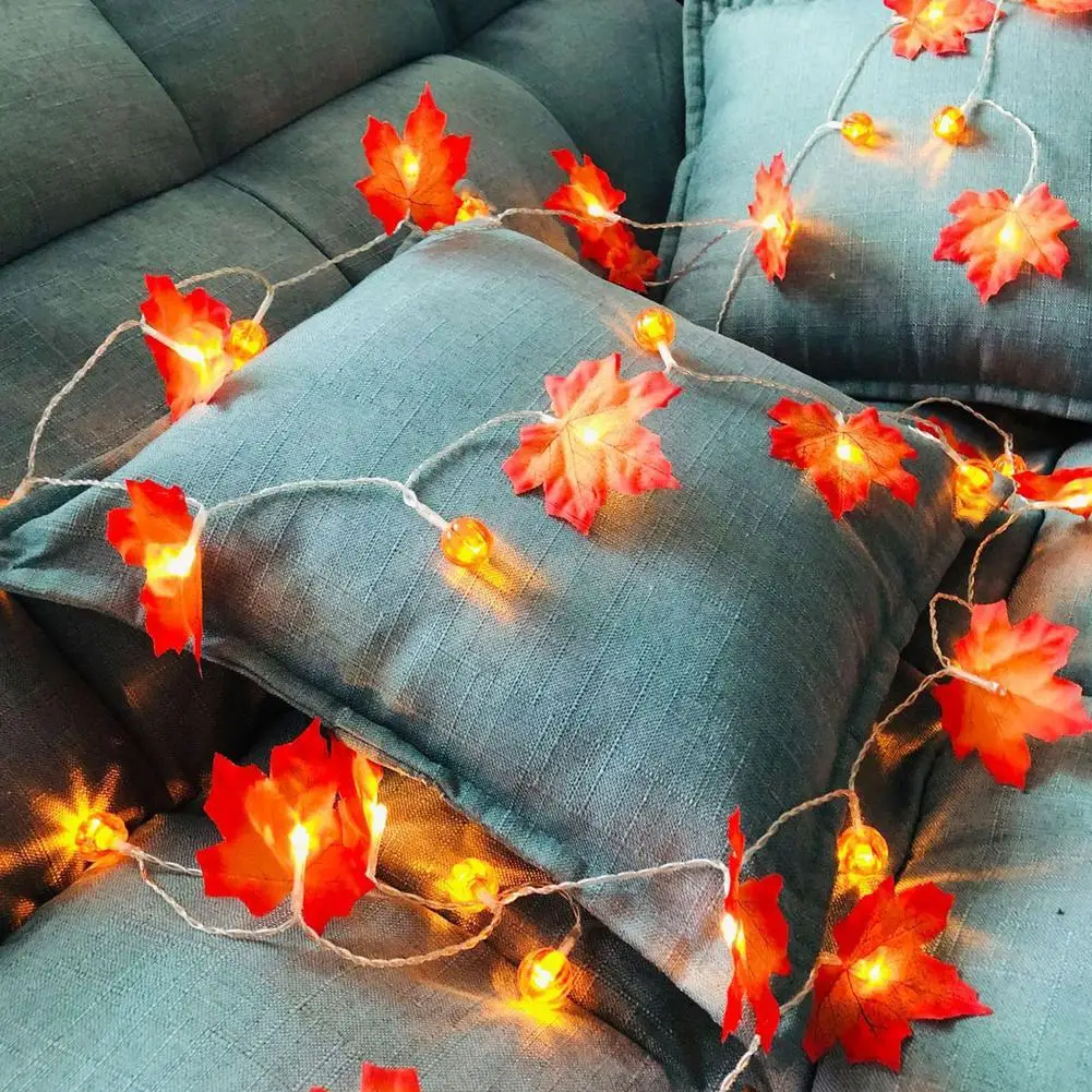 1.5M 10LEDs Pumpkin Maple Leaf String Lights Halloween Decorative Fairy Lights Battery Operated Garland Lamp For Party Halloween