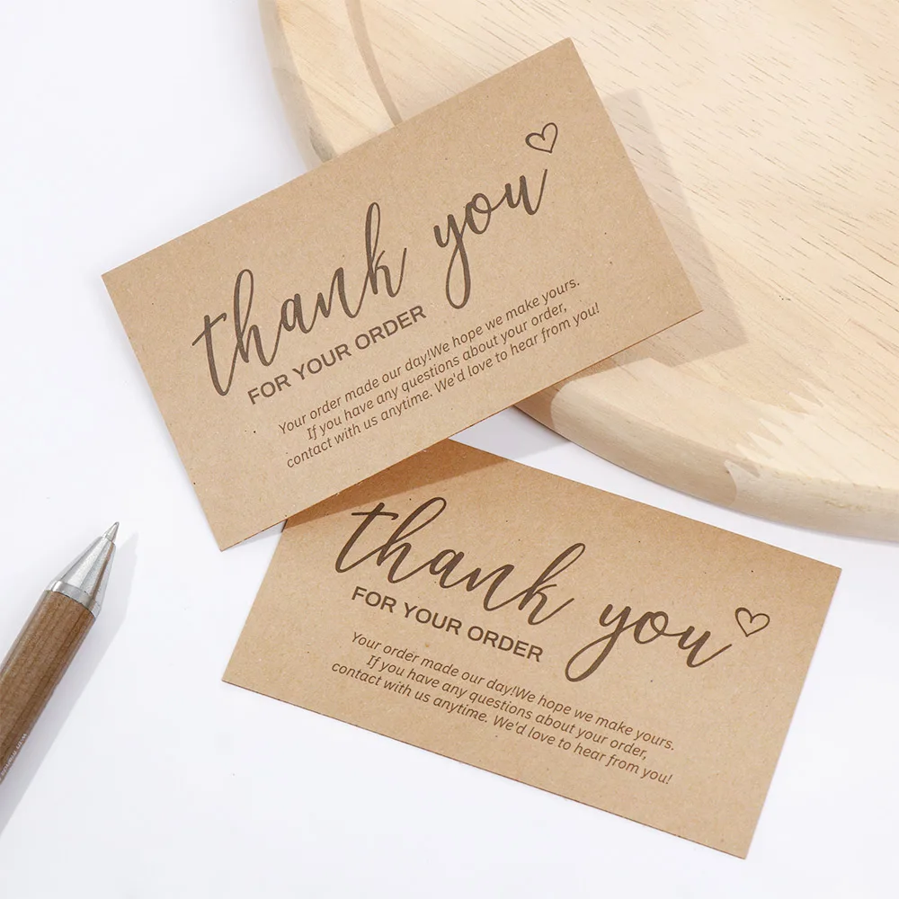 30Pcs Thank You For Your Order Greeting Tags Postcards Greeting Labels Kraft Paper Cards Small Business Supplies Online Retail