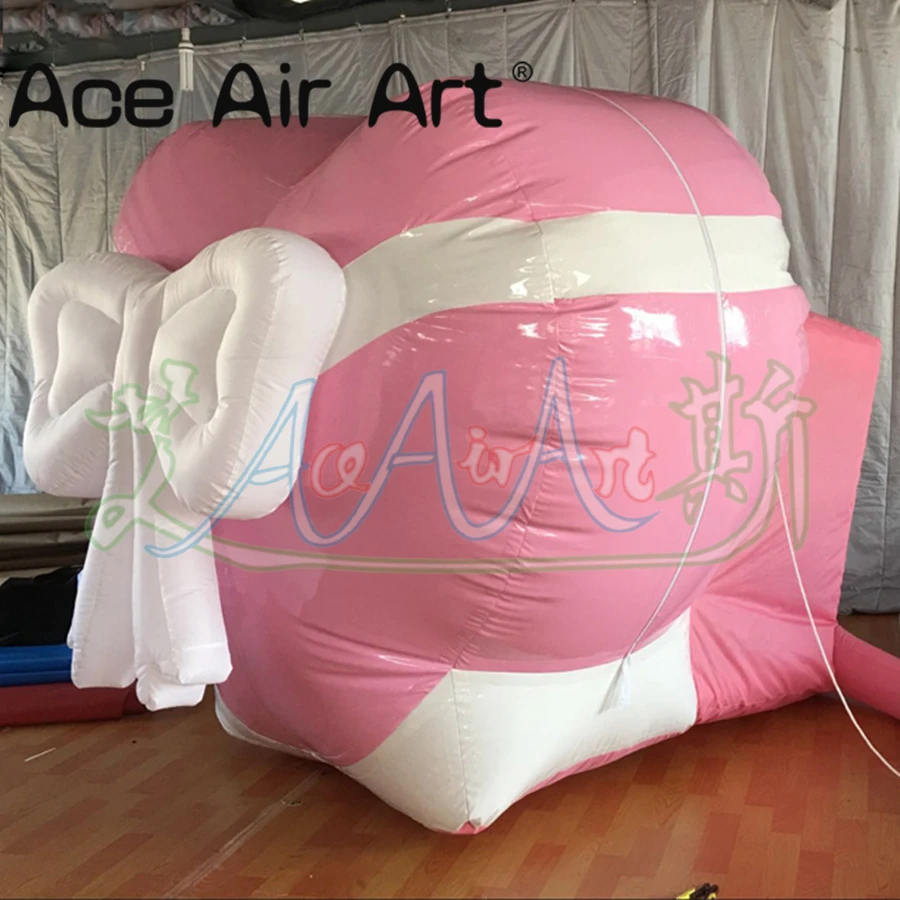 Corazón rosa inflable directamente de fábrica con lazo, regalo del Día de San Valentín para decoración de fiesta al aire libre, hecho por Ace Air Art