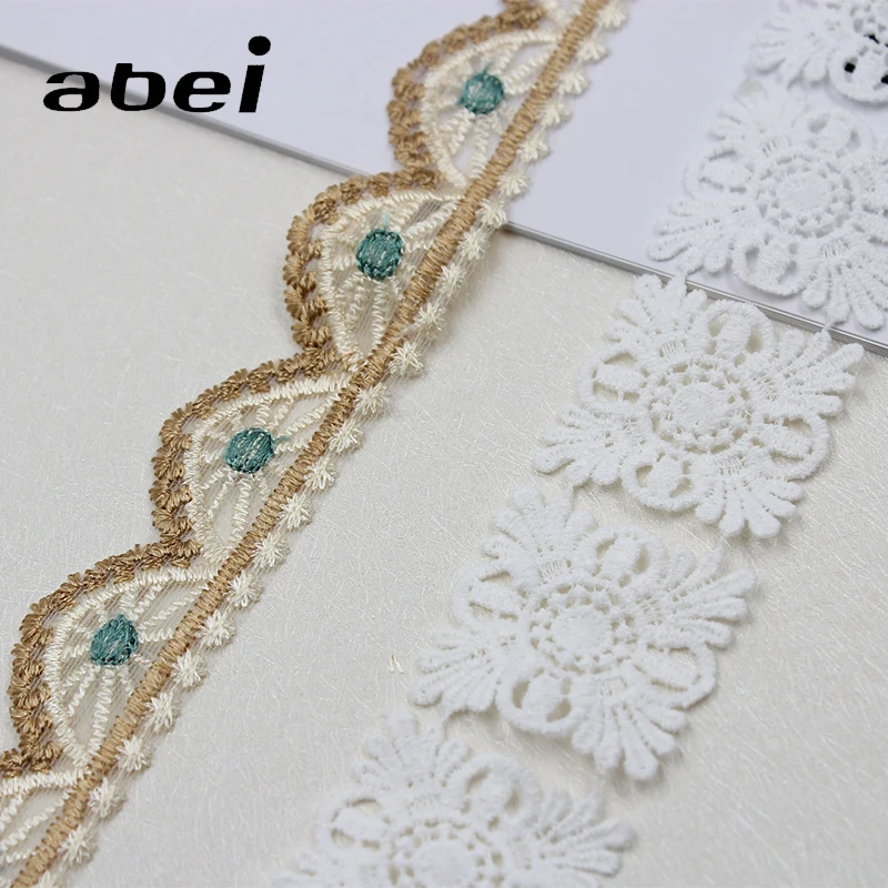 2Yards/Lot White Water Soluble Lace Trims Embroidered Mesh Ribbon DIY Appliques Handmade Sewing Tull Craft Underwear Supplier