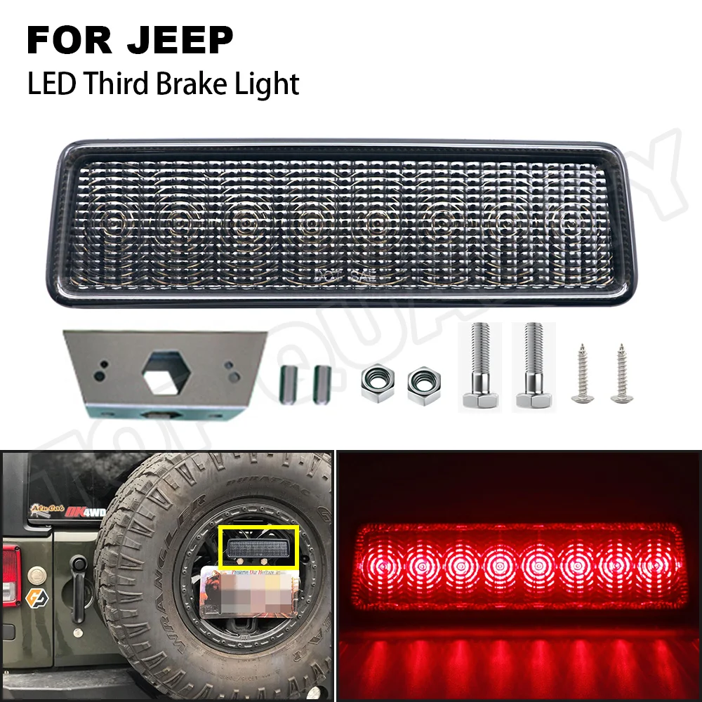 Rear Tail Lamp For Jeep Wrangler JK 2007-2017 Stop Signal Light Red LED Third 3RD Brake Lamp High Mount Tail Warning Light