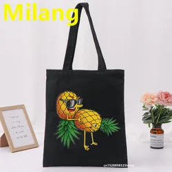 Sacs en toile de grande capacité pour femmes, sacs de messager, portefeuille cool, drôle, à l'envers, cadeau échangiste d'ananas, Harajuku, ro.com