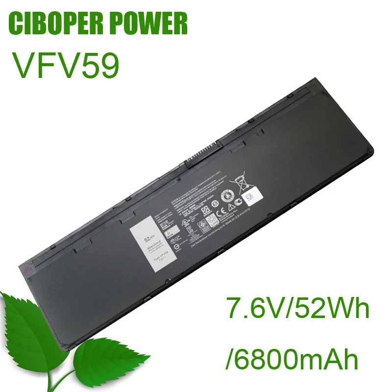 CP Laptop Battery VFV59 WD52H 7.6V/7.4V 52/45Wh For Latitude E7240 E7250 Series Notrebook W57CV GVD76 W57CV 0W57CV WD52H GVD76