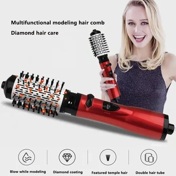 3 in 1 회전 브러시 핫 에어 스타일러 빗 컬링 다리미 롤 스타일링 브러시, 헤어 드라이어 블로우, 노즐 포함, 2 속도, 3 열 설정 