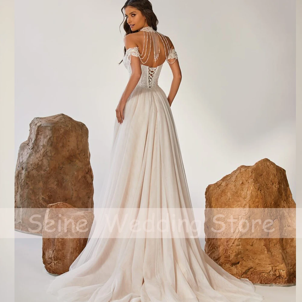 Abiti da sposa da spiaggia 2021 Sweetheart Mermaid perline abiti da sposa in pizzo corsetto spaccato bianco abito da sposa personalizzato robe de mariée