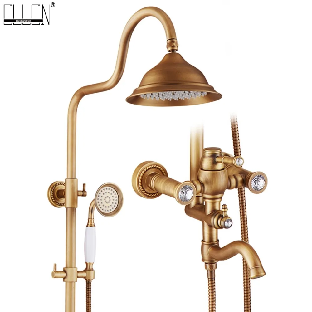 

Vidric Classic Luxury Bathroom Rain Shower Set Bath Shower Faucet Set Antique Bronze with Hand Shower Shower Head 8 inch EL4011