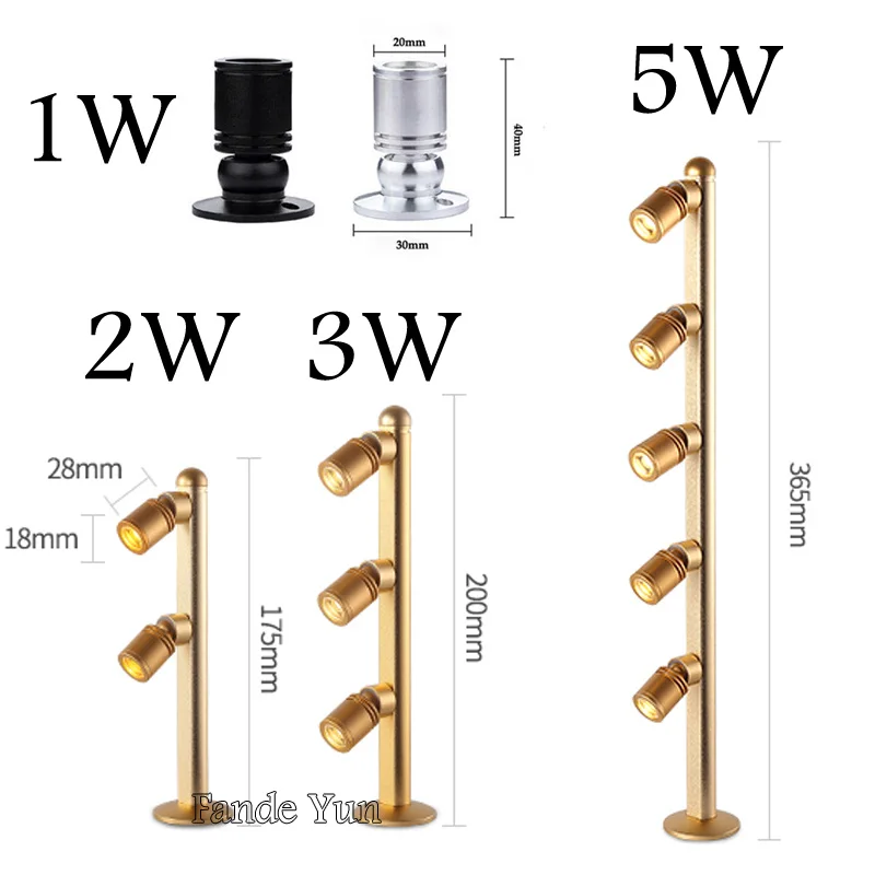 Small Spot Light 1W 2W 3W 5W 220V DC12V Jewelry Lamp showcase exhibition display diamond counter adjustable 360 degree rotating