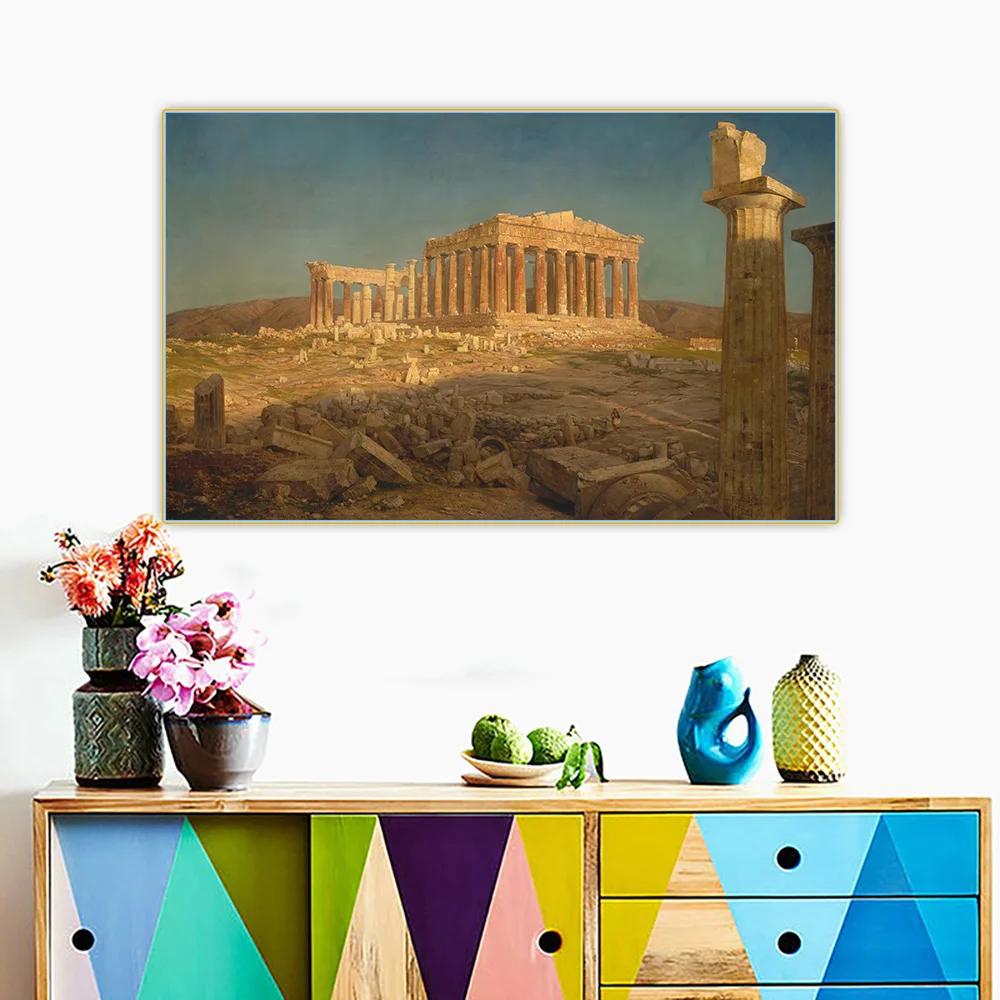 سيتون فريدريك إدوين الكنيسة 《بارثينون أثينا》 لوحة زيتية فنية قماشية عمل فني ملصق صورة خلفية جدار ديكور ديكور المنزل #4