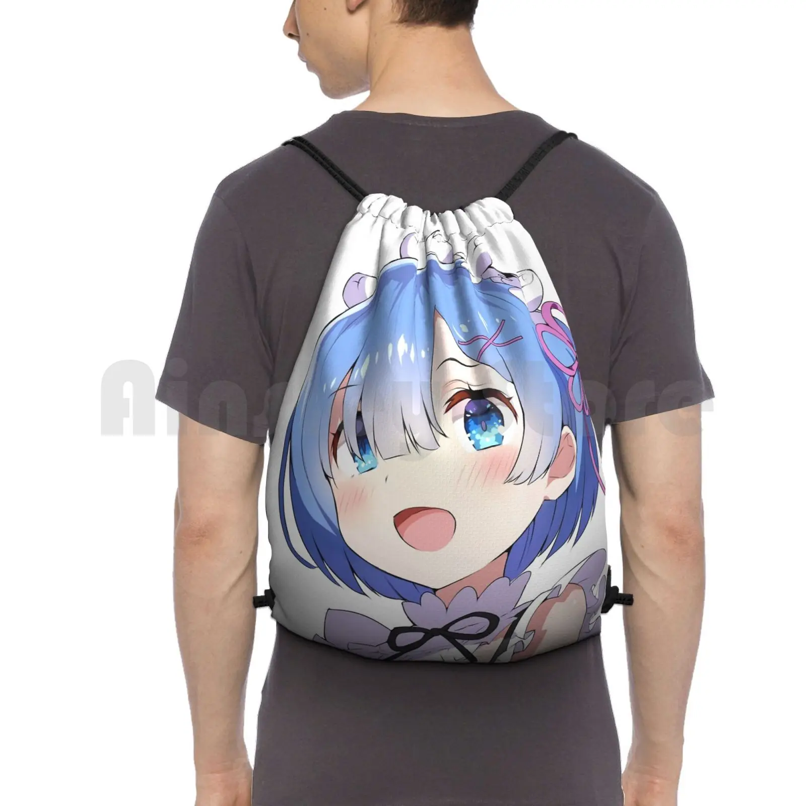 

Рюкзак Rem, сумки на шнурке, спортивная сумка, водонепроницаемая сумка Rem Re Zero Re Zero Starting Life In Another World Re Zero Kara Hajimeru