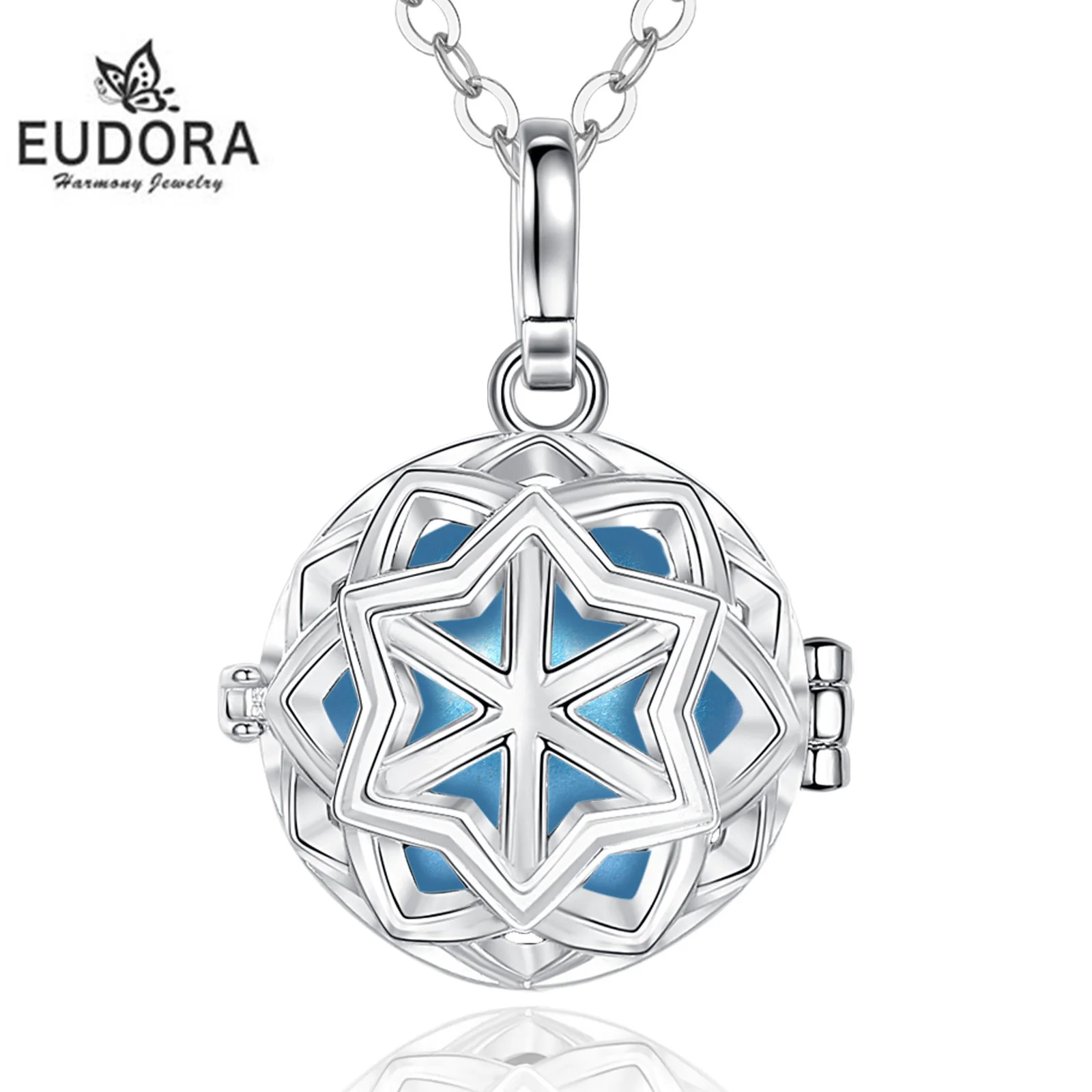 Eudora 18mm Starfish Harmony Ball Chime Bell Pendant Angel Caller STar Bola Necklace for Baby Pregnancy Jewelry K443n18