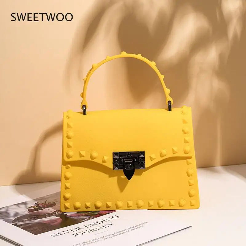 Small pvc women\'s purse high quality courier shoulder handbag casual women\'s designer fashion rivet cross bag